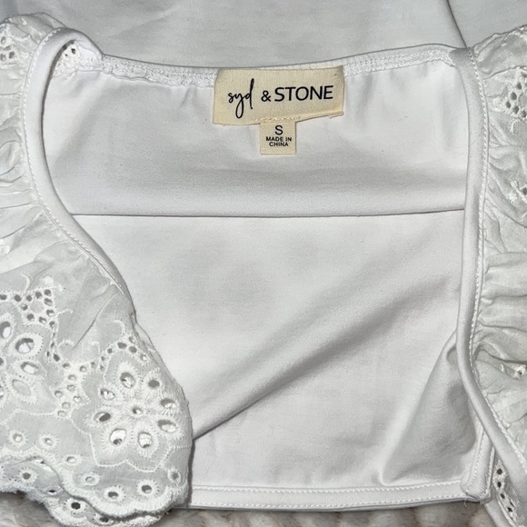NWOT syd & STONE White Eyelet Bodysuit - Picture 5 of 5